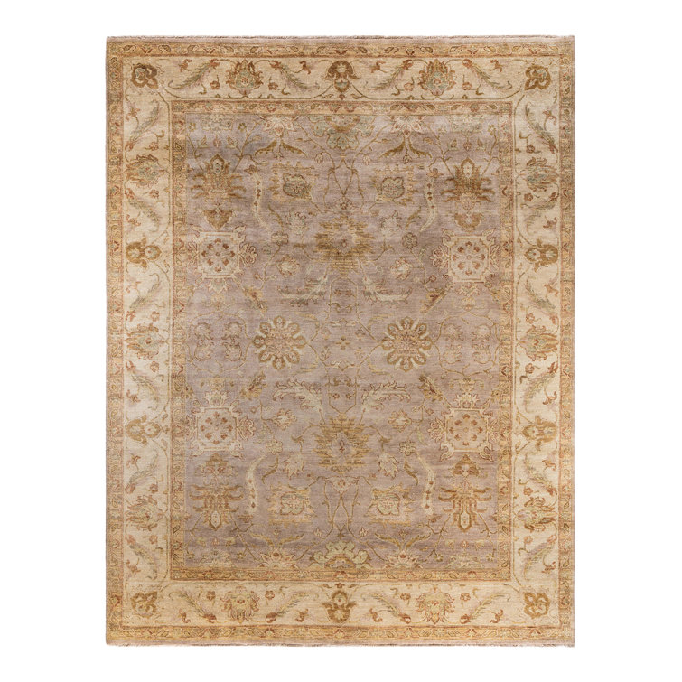 Handmade Beige and Light Brown Wool Rectangular Area Rug