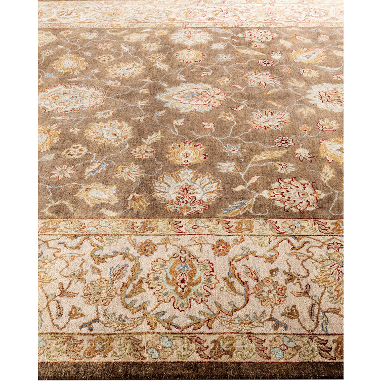 Handmade Brown and Beige Wool Area Rug, 8' 2" x 9' 9"