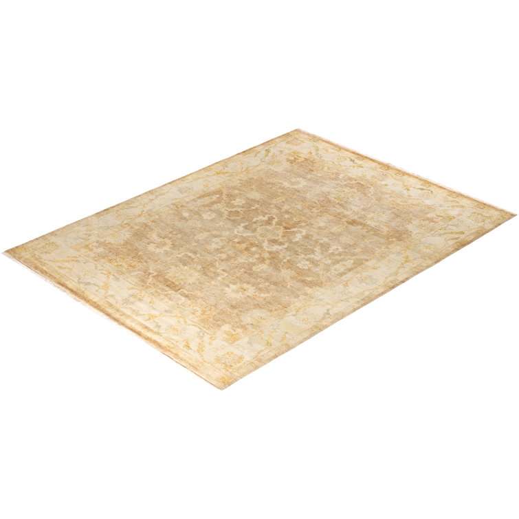 Gold Hand-Knotted Wool Rectangular Area Rug, 8' 3" x 10' 4"