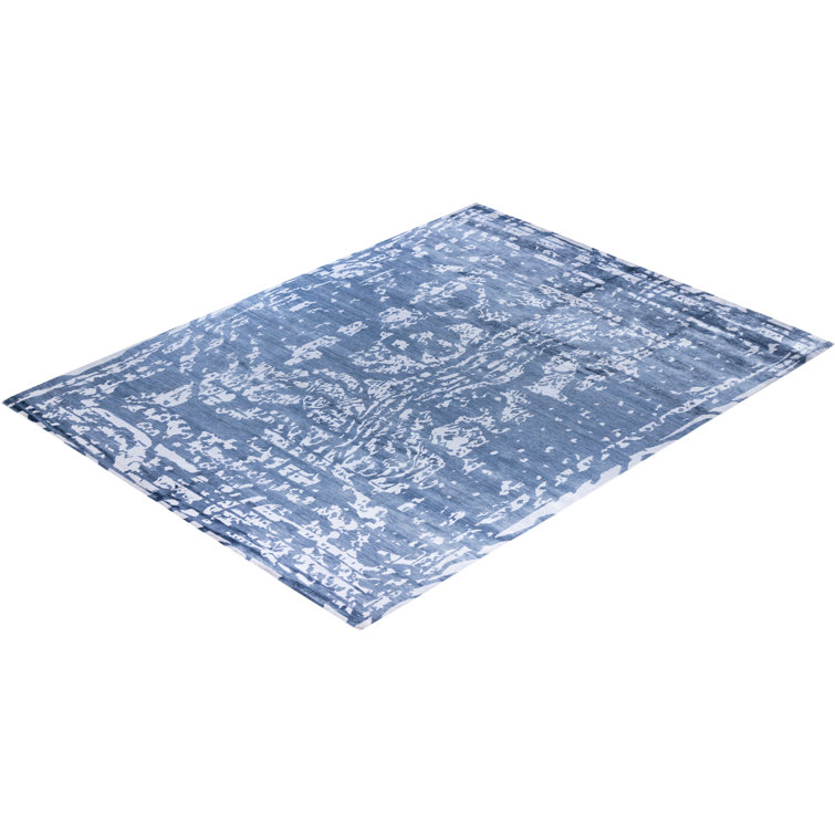 Modern One-of-a-Kind Hand-Knotted Area Rug - Blue, 9' 2" x 12' 0"