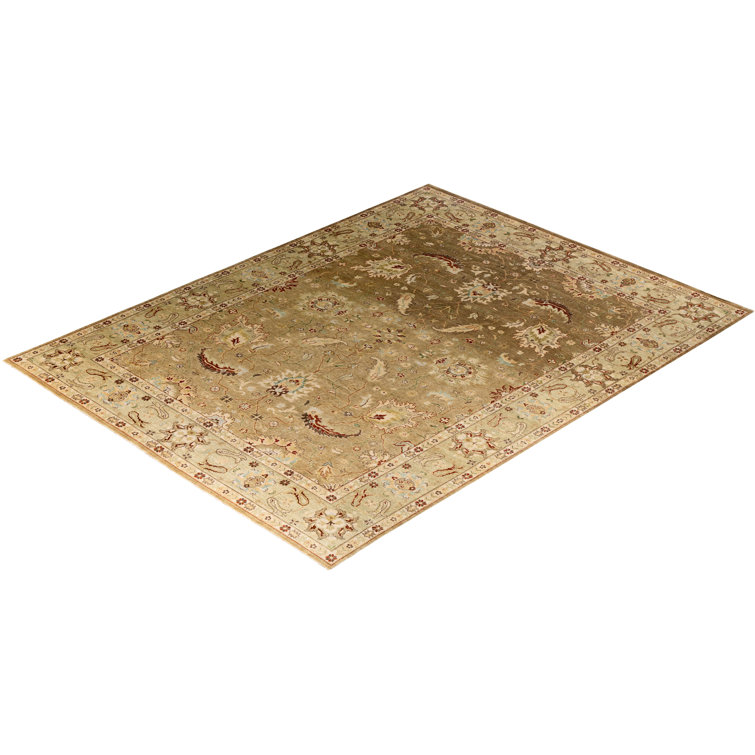 Oushak Hand-Knotted Beige and Brown Wool Area Rug