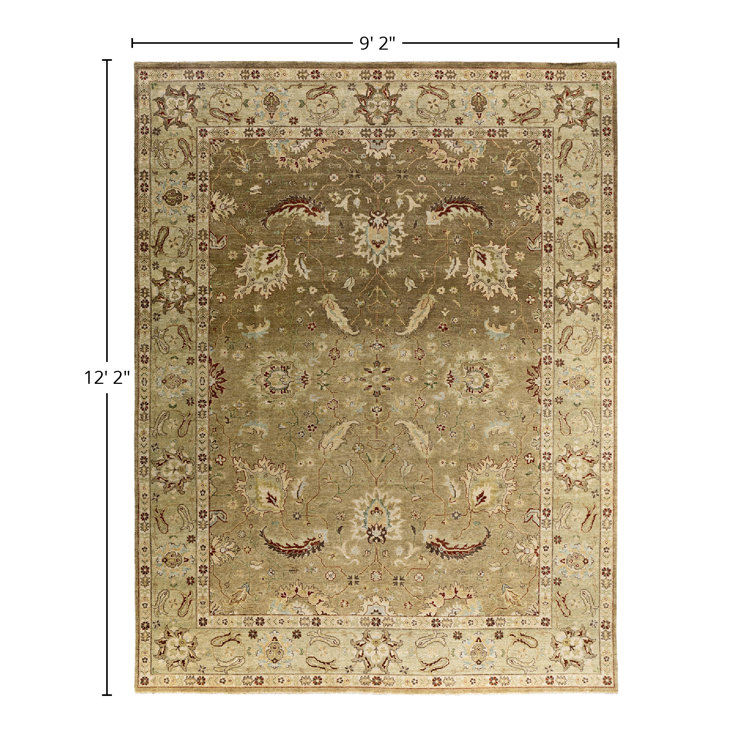 Oushak Hand-Knotted Beige and Brown Wool Area Rug