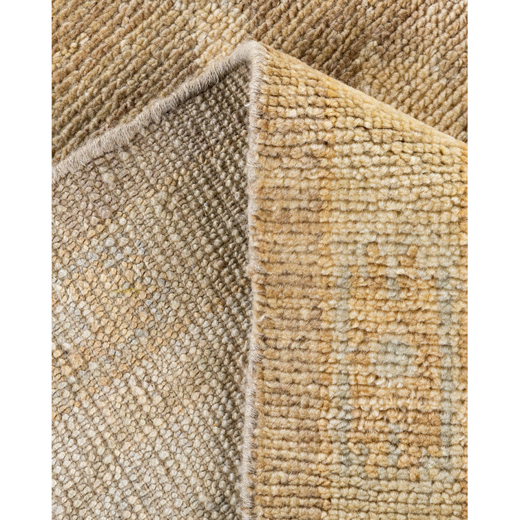 Gold Hand-Knotted Wool Rectangular Area Rug, 8' 3" x 10' 4"