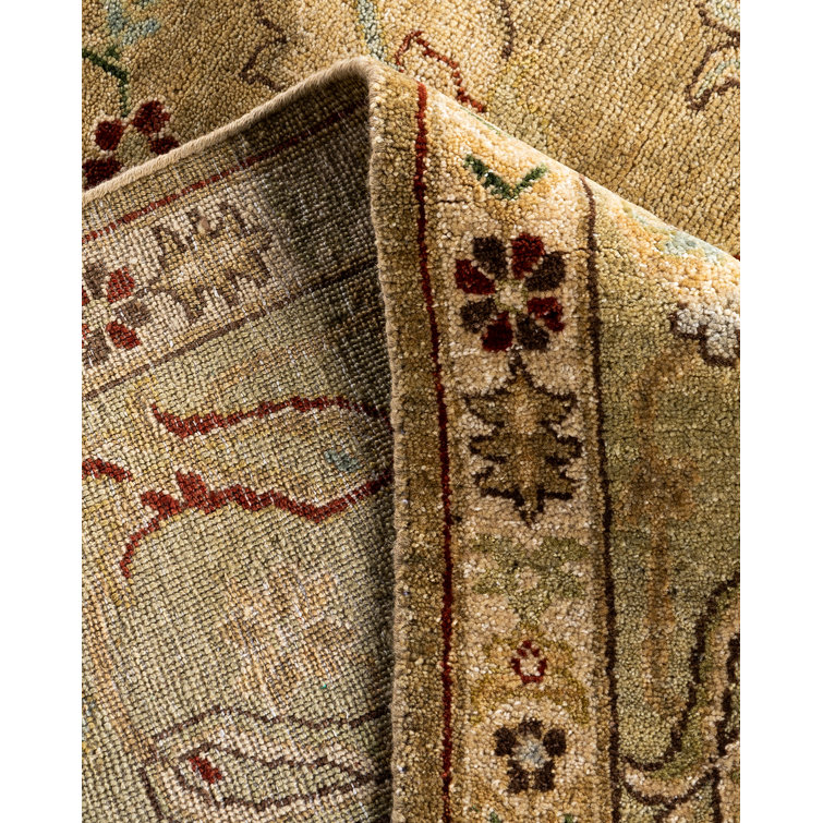 Oushak Hand-Knotted Beige and Brown Wool Area Rug