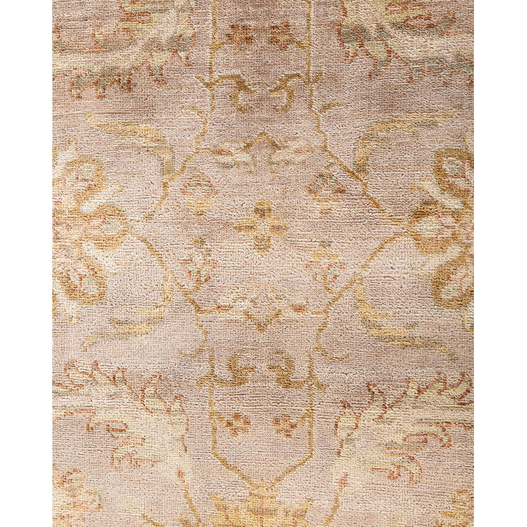 Handmade Beige and Light Brown Wool Rectangular Area Rug