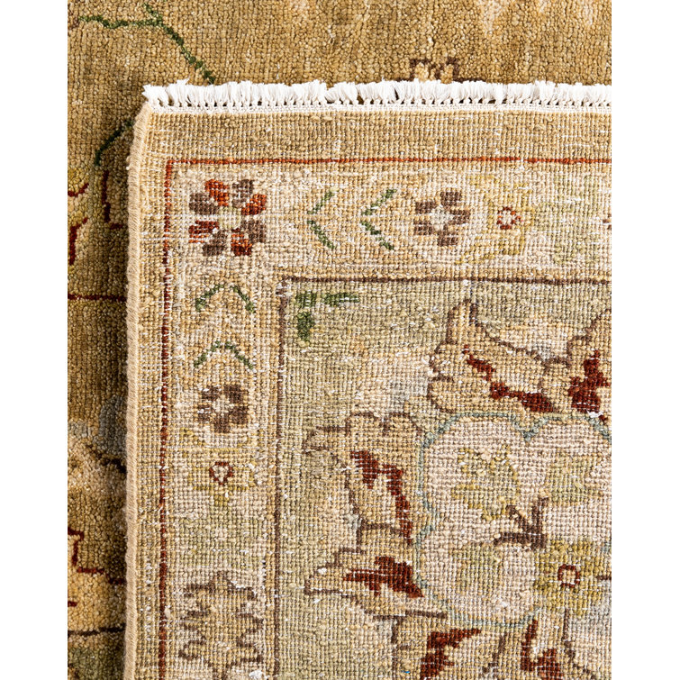 Oushak Hand-Knotted Beige and Brown Wool Area Rug
