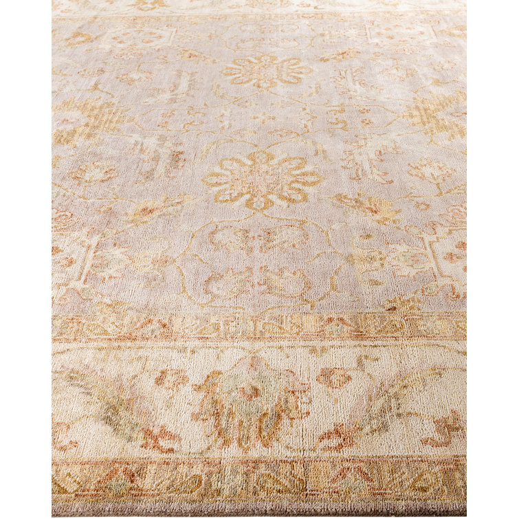 Handmade Beige and Light Brown Wool Rectangular Area Rug