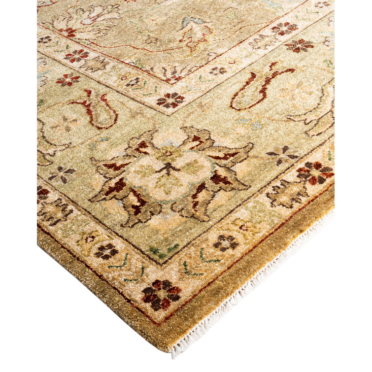 Oushak Hand-Knotted Beige and Brown Wool Area Rug