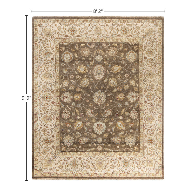 Handmade Brown and Beige Wool Area Rug, 8' 2" x 9' 9"