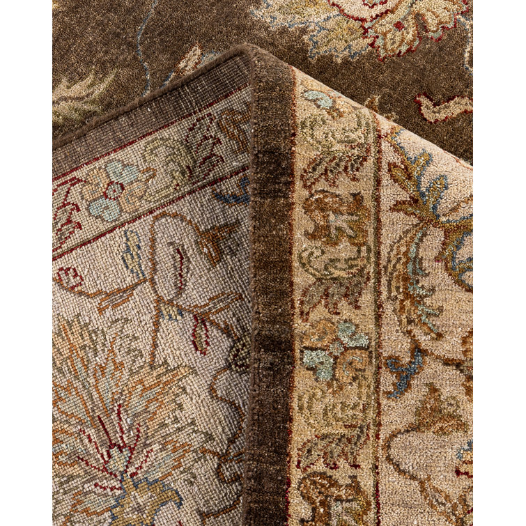 Handmade Brown and Beige Wool Area Rug, 8' 2" x 9' 9"