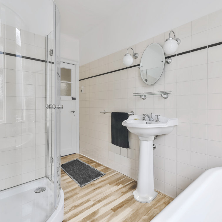 White Ceramic Pedestal Sink with Integrated Oval Bowl