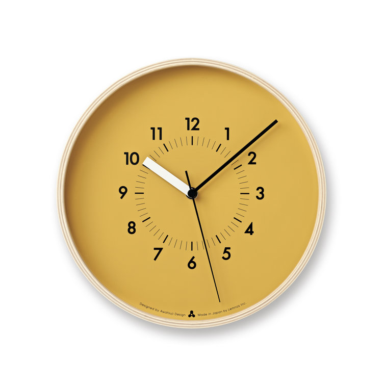 Mustard Yellow Modern Wall Clock with White and Black Hands