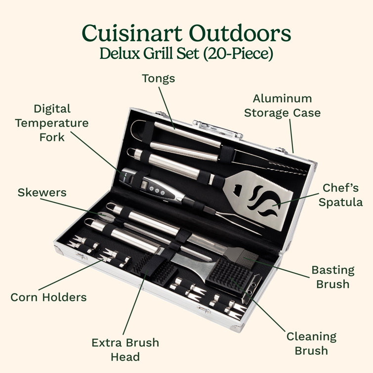 20-Piece Stainless Steel BBQ Tool Set with Aluminum Case
