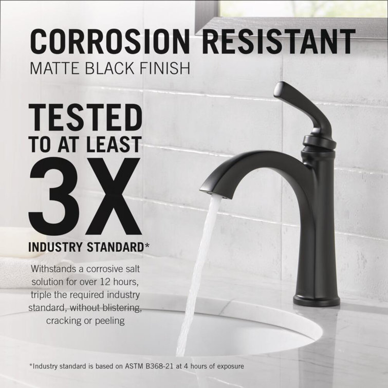 Matte Black Single Handle Bathroom Faucet with Deck Plate