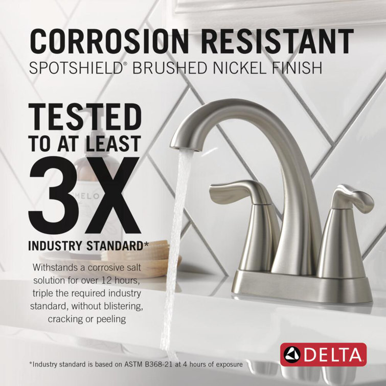 Arvo Brushed Nickel Centerset Bathroom Faucet with Drain Assembly