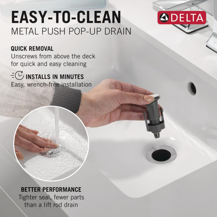 Delta Modern Chrome 6.5" Single Hole Bathroom Faucet with Drain Assembly