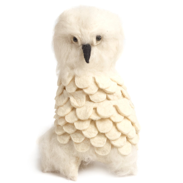 Handmade White Felt Snowy Owl Christmas Tree Topper