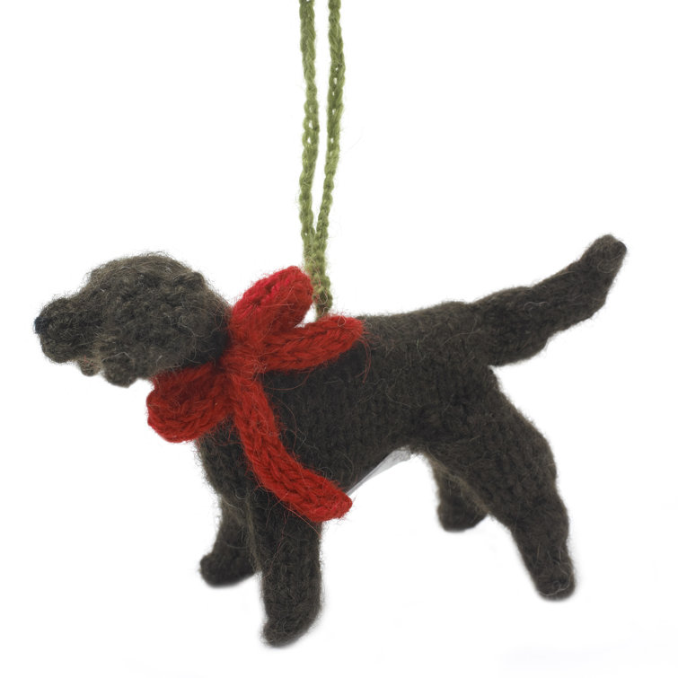 Hand-Knit Chocolate Labrador Wool Christmas Ornament