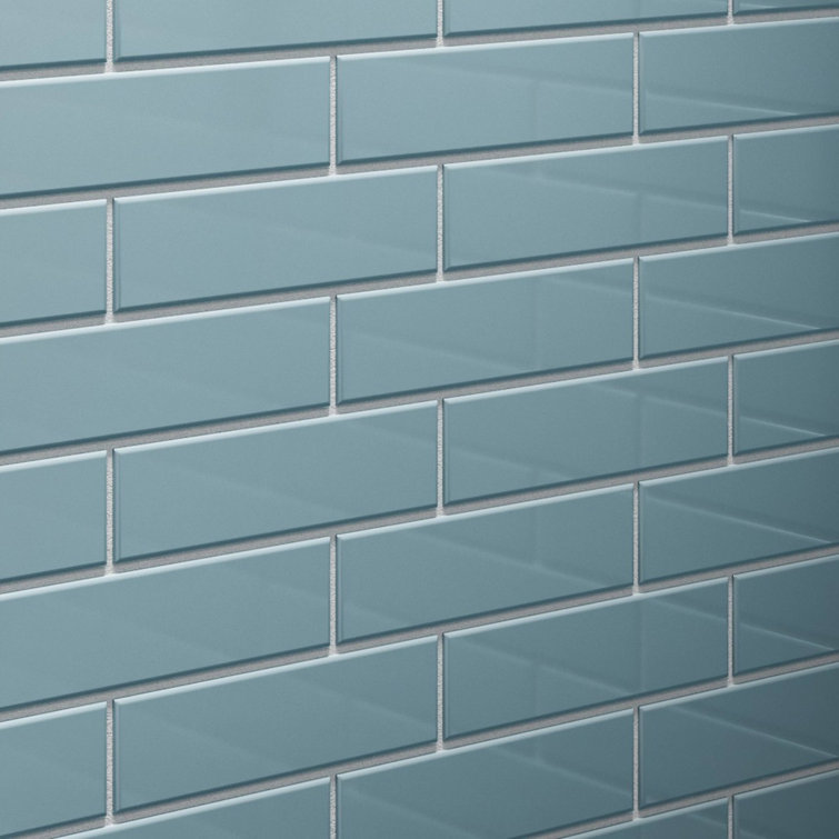 Aqua Blue Gloss 2x8 Glass Subway Tile