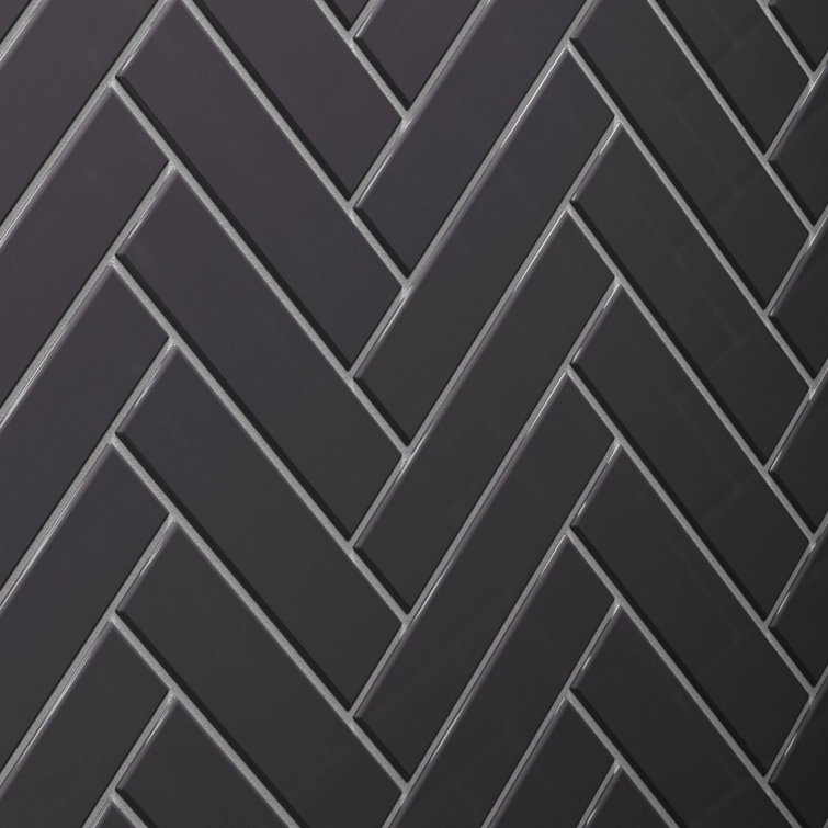 Carbon Gloss 2x8 Glass Subway Wall Tile