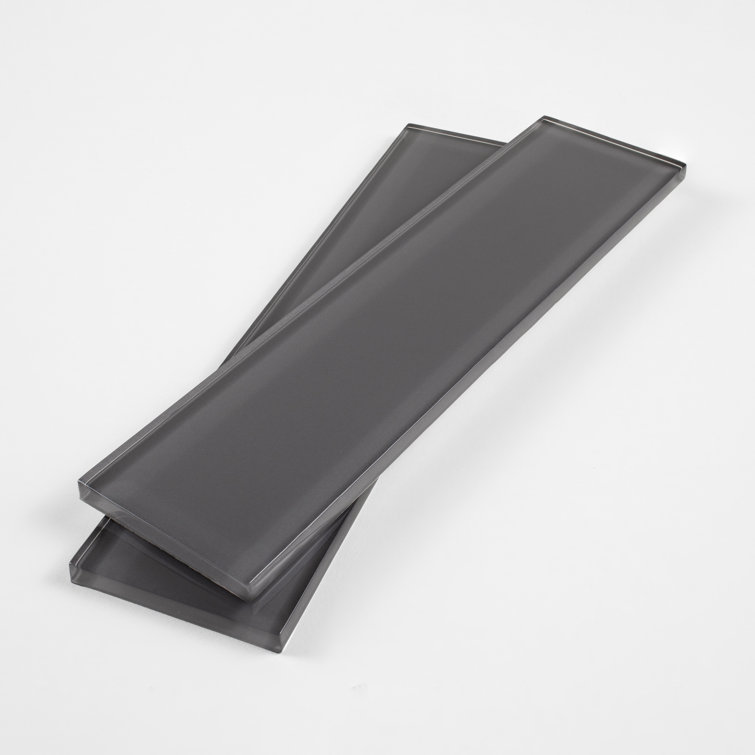 Carbon Gloss 2x8 Glass Subway Wall Tile