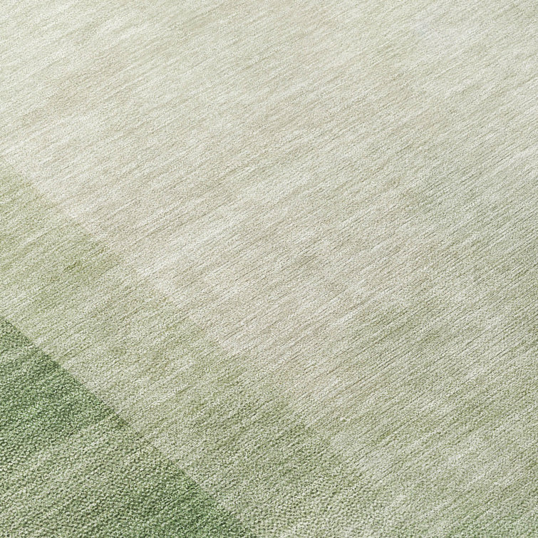 Aloe Green Machine Washable Rectangular Synthetic Rug