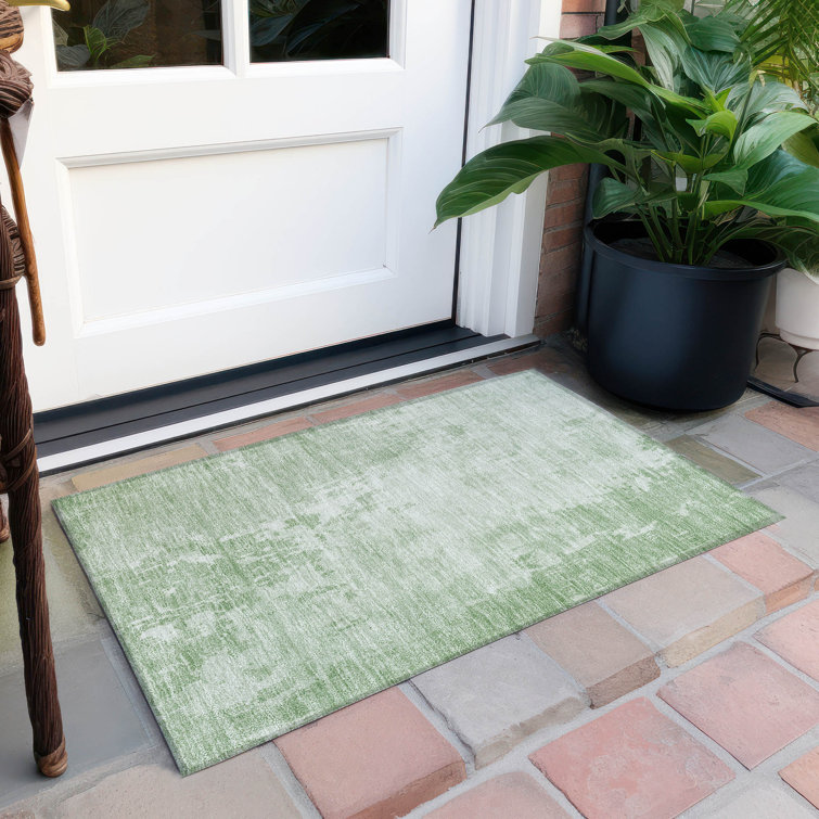Mint Green Abstract Washable Synthetic Rug 20" x 30"
