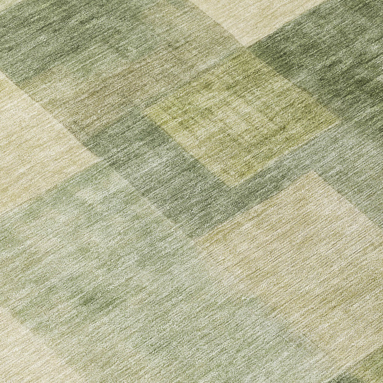 Addison Aloe Geometric Washable Synthetic Rug 1'8" x 2'6"