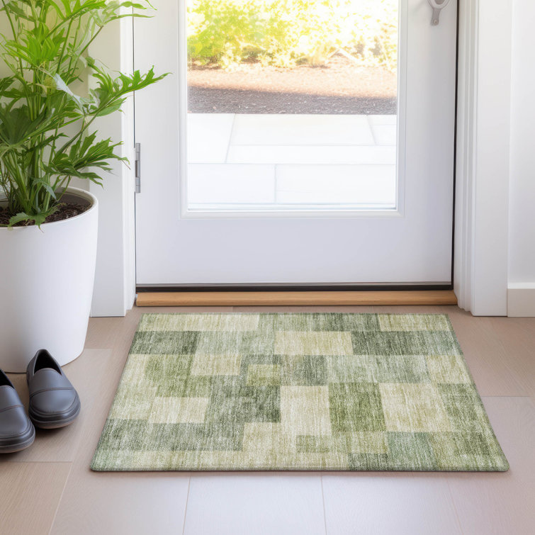 Addison Aloe Geometric Washable Synthetic Rug 1'8" x 2'6"