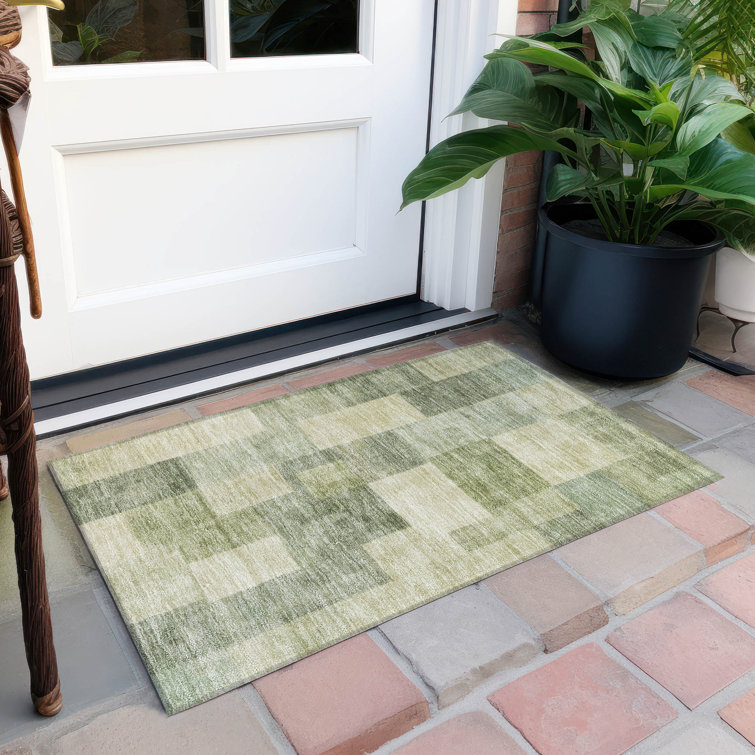 Addison Aloe Geometric Washable Synthetic Rug 1'8" x 2'6"