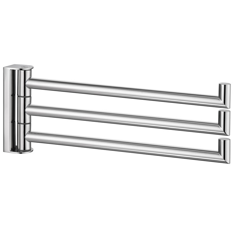 Polished Chrome Wall Mounted 3 Swivel Arms Hand Towel Bar