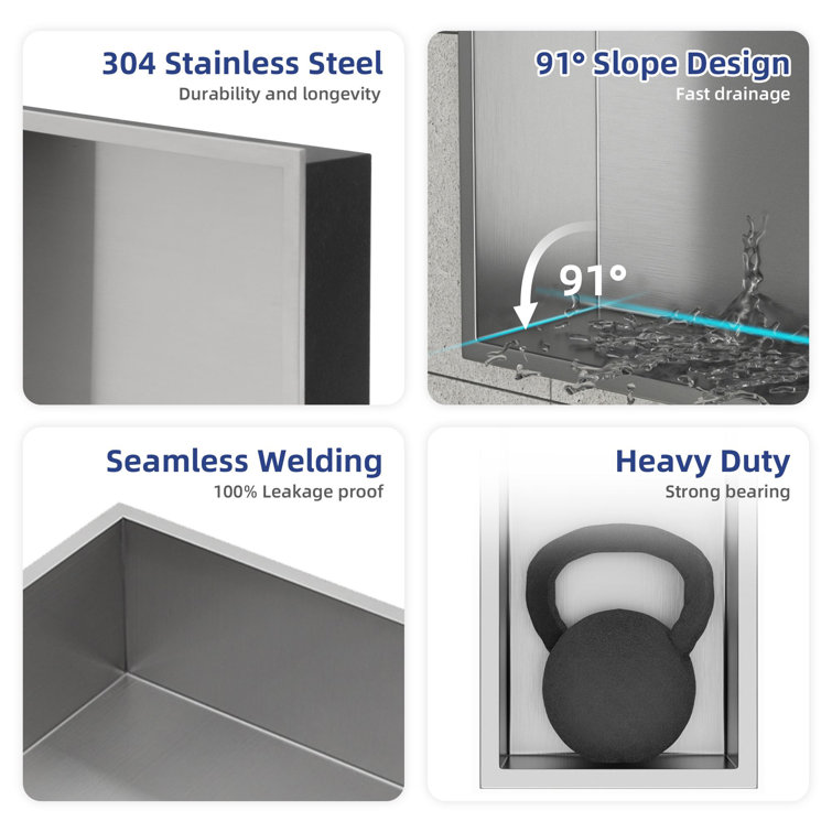 Brushed Nickel Stainless Steel Wall Niche 37" x 13"