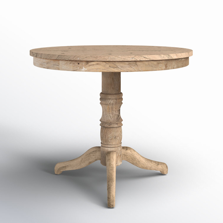 Rustic Brown Round Wood Pedestal Dining Table