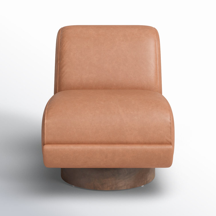 Palermo Cognac Leather Swivel Slipper Chair, 39"