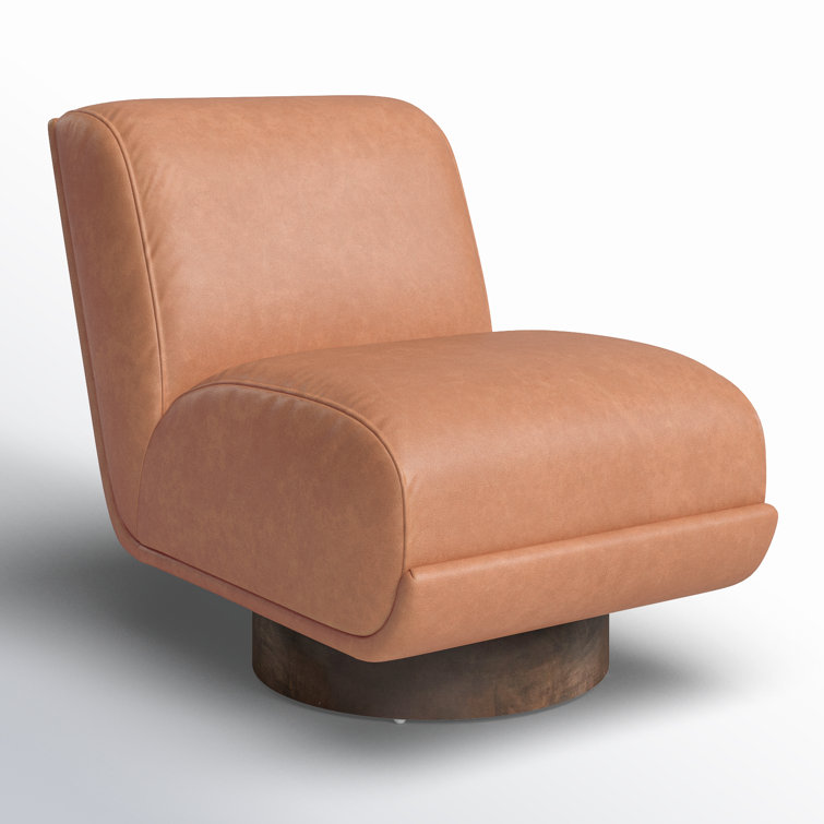 Palermo Cognac Leather Swivel Slipper Chair, 39"
