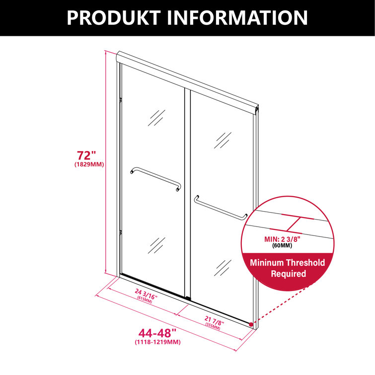 Black Semi-Frameless Double Sliding Shower Door with Towel Bars