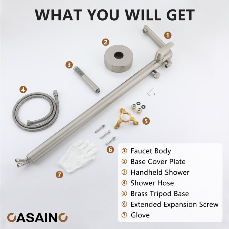 Brushed Nickel Freestanding Bathtub Faucet with Handshower
