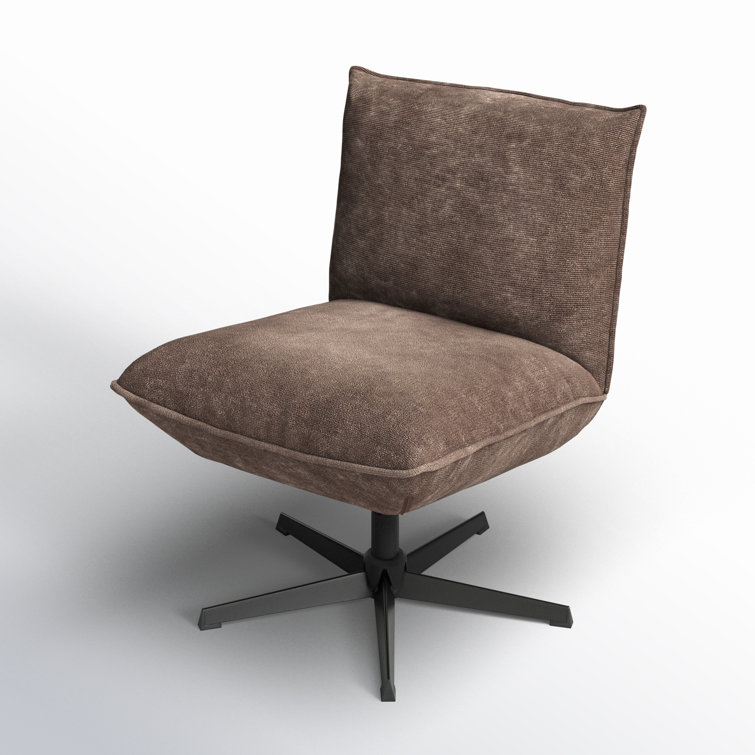 Mocca Polyester Blend Swivel Lounge Chair with Metal Base
