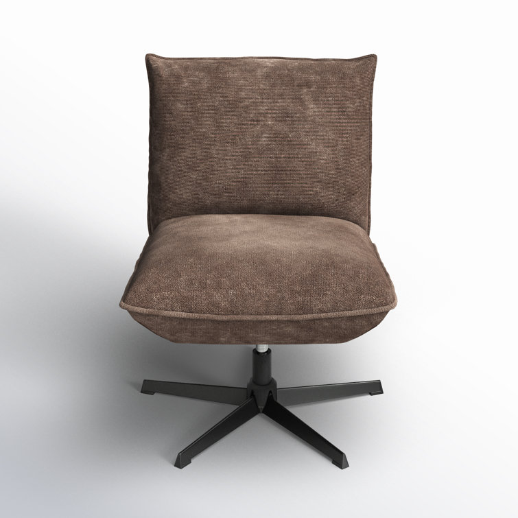 Mocca Polyester Blend Swivel Lounge Chair with Metal Base