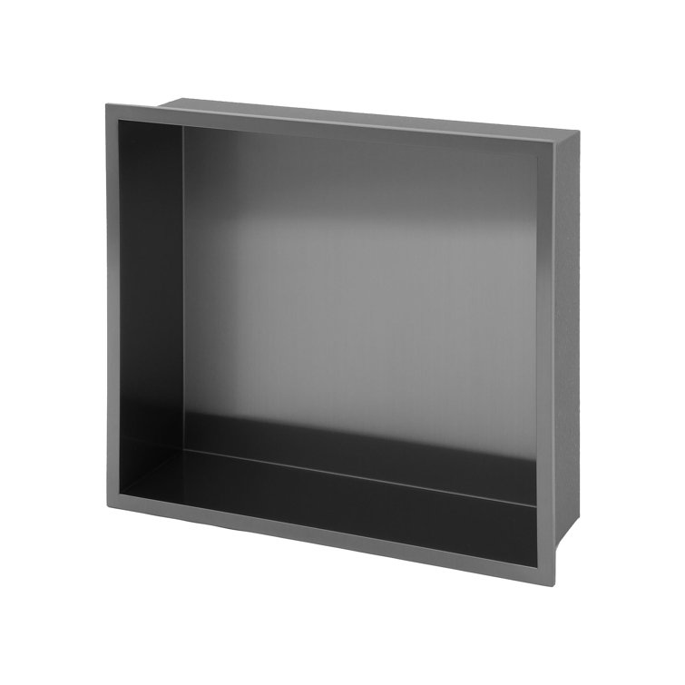 Black Stainless Steel Shower Wall Niche with Anti-Water Slope