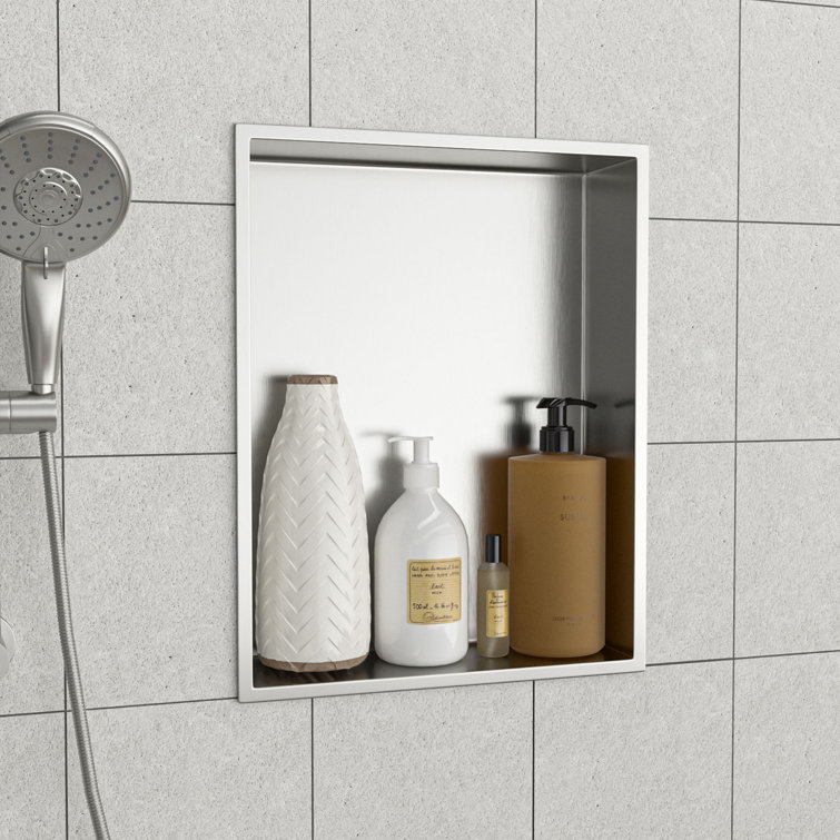Brushed Nickel Stainless Steel Wall Niche with Anti-Water Slope