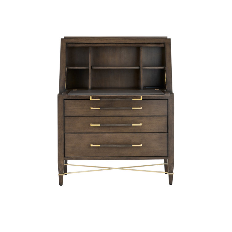 Chanterelle Foldable Secretary Desk with USB Ports and Drawers