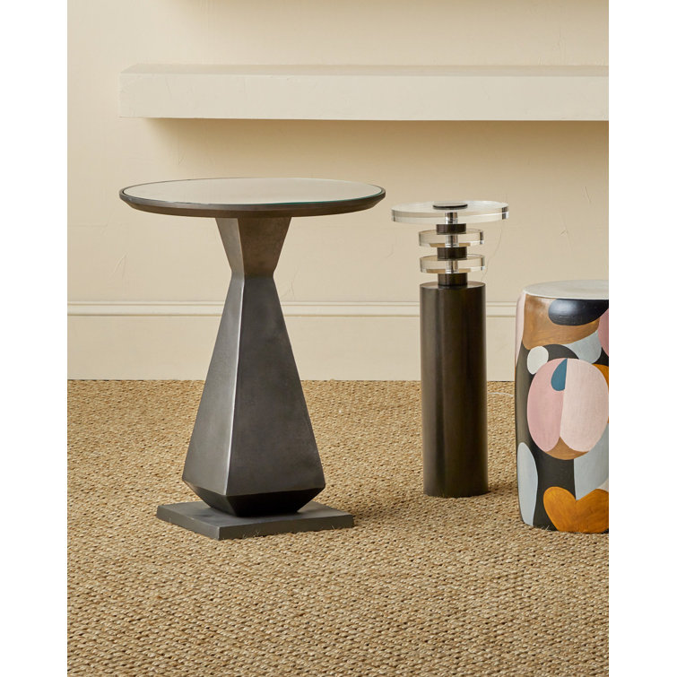 Graphite and Clear Round Glass Accent Table