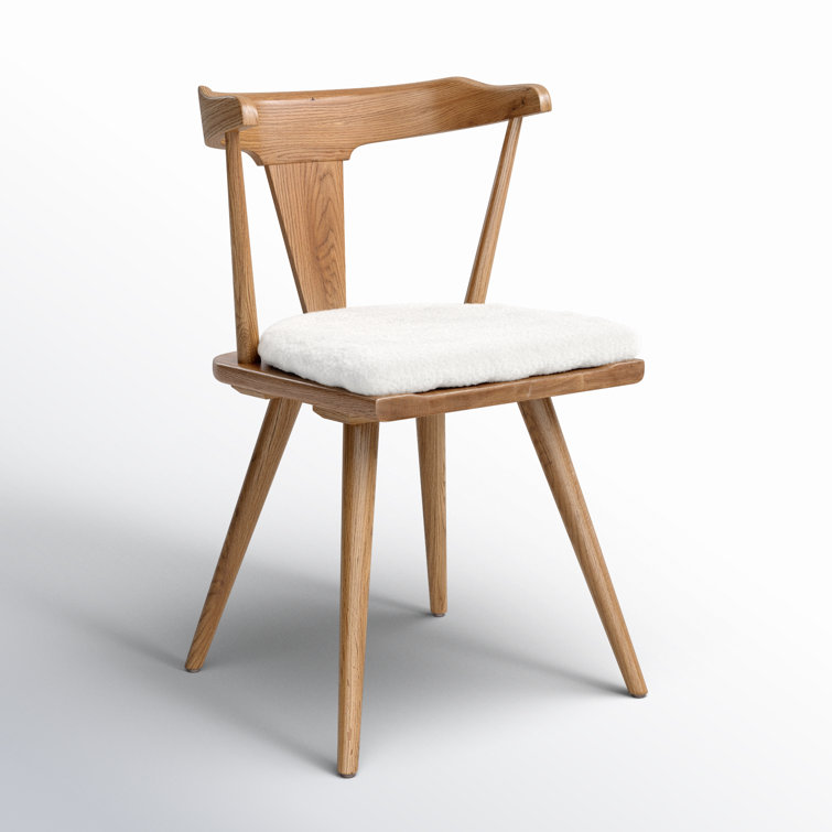 Sandy Oak Upholstered Slat Back Side Chair with Cushion