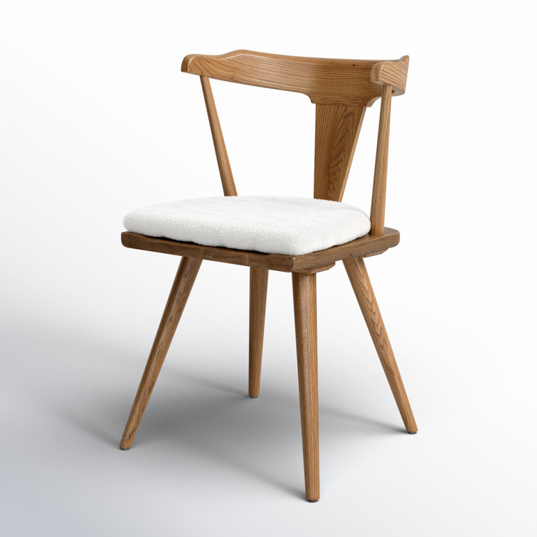 Sandy Oak Upholstered Slat Back Side Chair with Cushion
