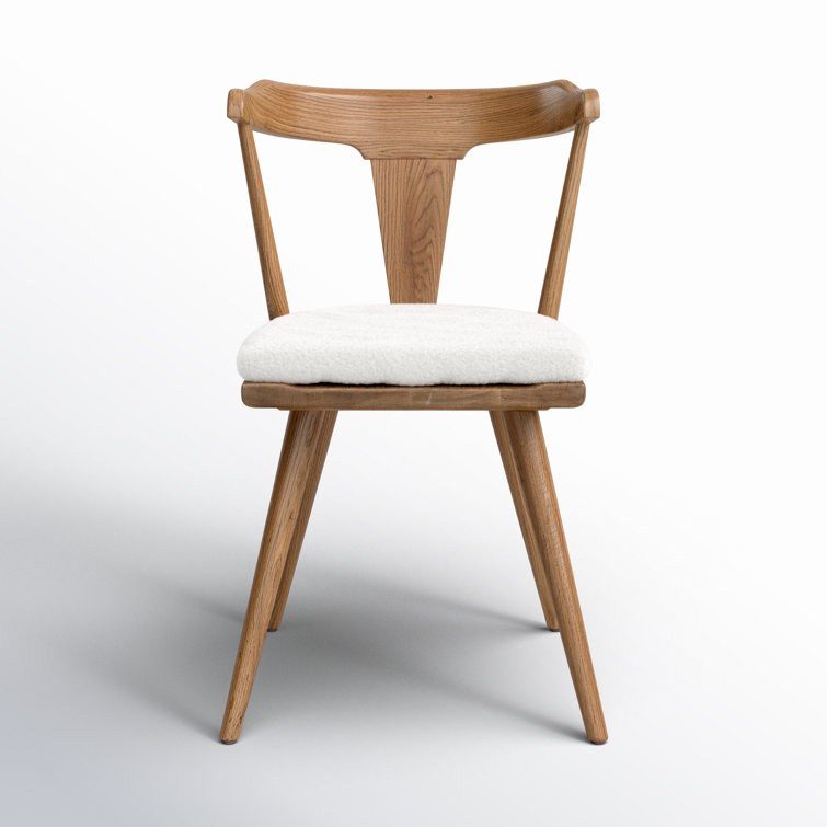 Sandy Oak Upholstered Slat Back Side Chair with Cushion
