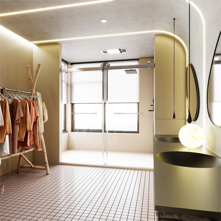 Chrome Frameless Double Sliding Soft-Close Shower Door with Tempered Glass