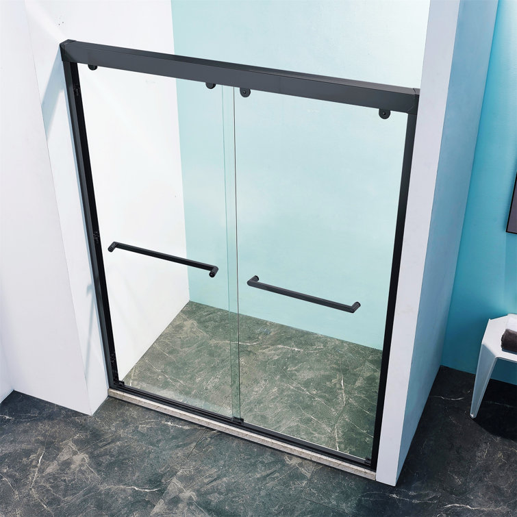 60" Matte Black Aluminum Framed Double Sliding Shower Door