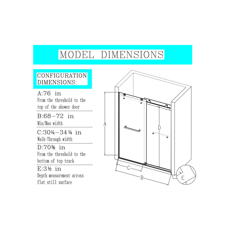 Chrome Frameless Double Sliding Soft-Close Shower Door with Tempered Glass