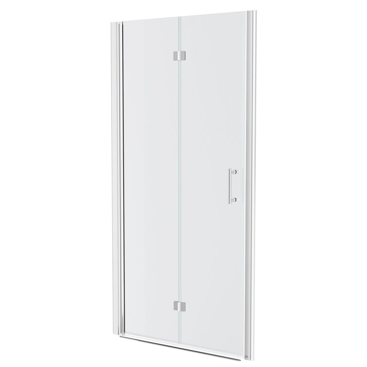 72" Frameless Bi-Fold Shower Door with Tempered Glass and Chrome Frame